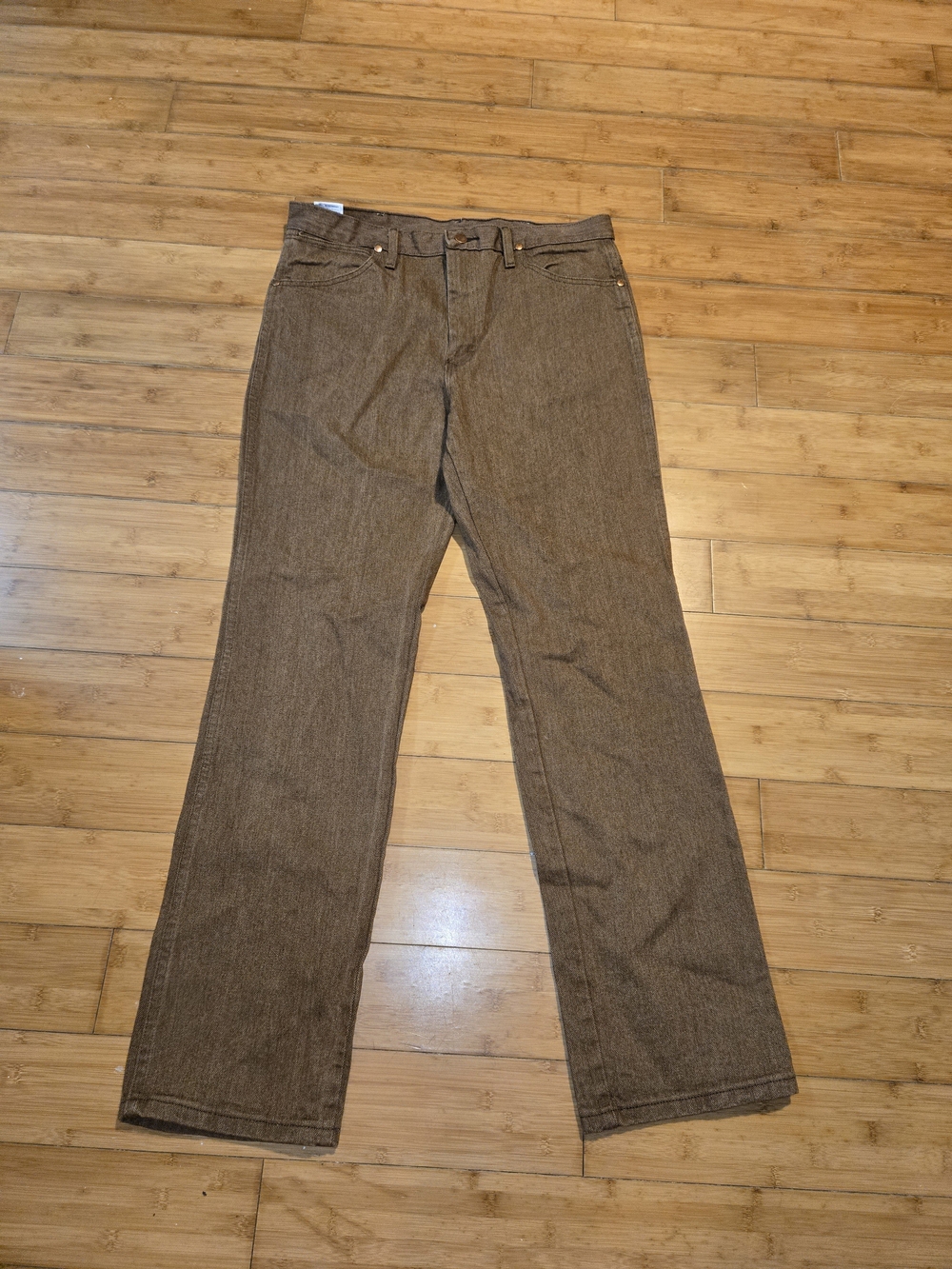 Wrangler Jeans Mens 34x32 Brown 13MWZ Cowboy Cut Regular Bootcut Denim Rodeo